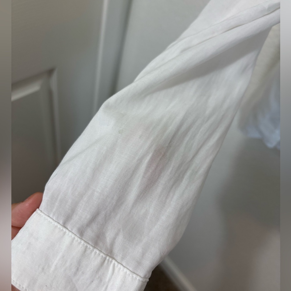 Cloth & Stone for Anthropologie Long Sleeve Ruffle Neck White Blouse Size XL - Picture 4 of 5